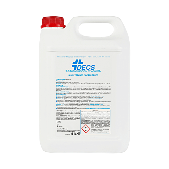 DECS AMBIENTE PLUS Disinfettante detergente per uso ambientale - flacone da 1 lt/5 lt in anteprima