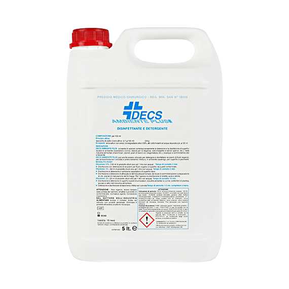 Disinfettante detergente per uso ambientale, DECS AMBIENTE PLUS - 1 lt / 5 lt - LOMBARDA H - 5jjlitri