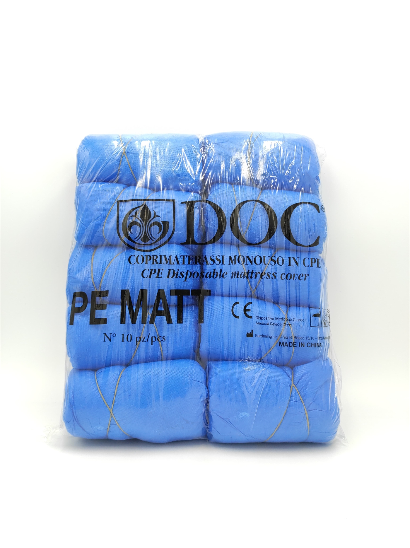 DOC Coprimaterasso monouso in CPE azzurro - confezione 10 pezzi in anteprima