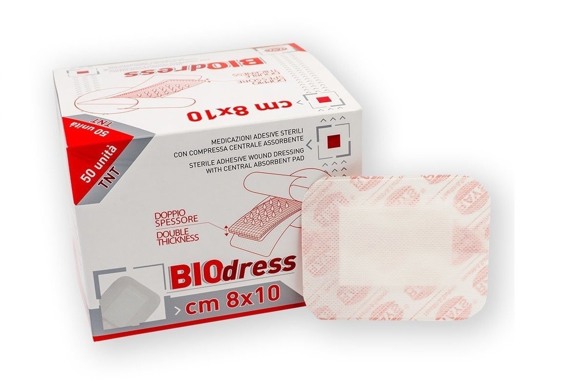 Medicazioni adesive sterili con compressa centrale assorbente in tnt 8x10 cm - confezione da 50 pezzi in anteprima