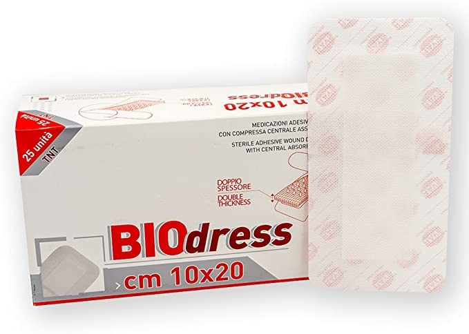 Medicazioni adesive sterili con compressa centrale assorbente in tnt 10x20 cm - confezione da 25 pezzi in anteprima
