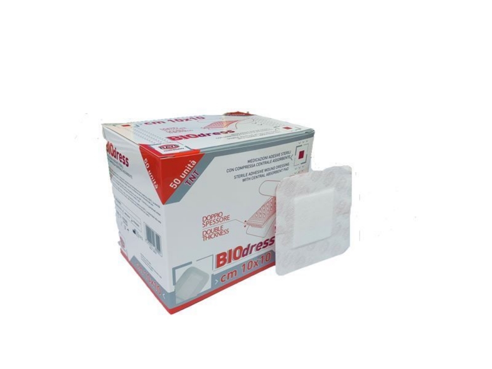 Medicazioni adesive sterili con compressa centrale assorbente in tnt 10x10 cm - confezione da 50 pezzi in anteprima