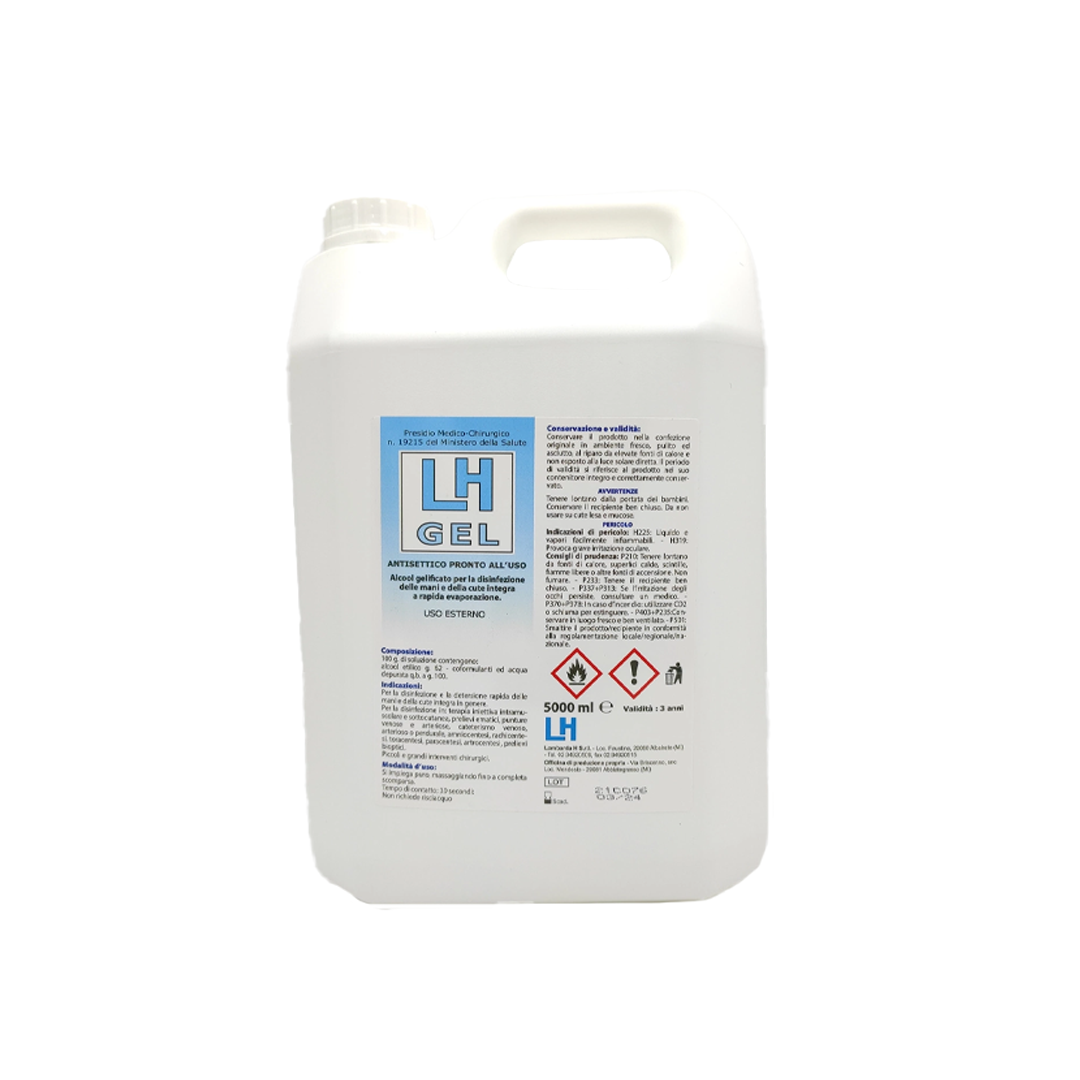 Disinfettante mani e cute con erogatore, LH GEL - 0.5L / 1L / 5L - LOMBARDA H - 5000jjml